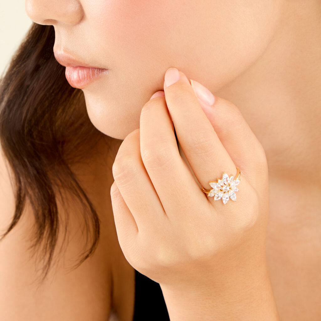 Bague Waouh Plaqu&eacute; Or Jaune Oxyde De Zirconium - Bagues avec pierre Femme | Histoire d&rsquo;Or