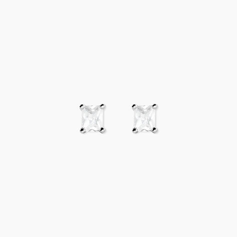 Boucles D'oreilles Puces Mathilda Argent Blanc Oxyde De Zirconium - Boucles d'oreilles fantaisie Femme | Histoire d&rsquo;Or