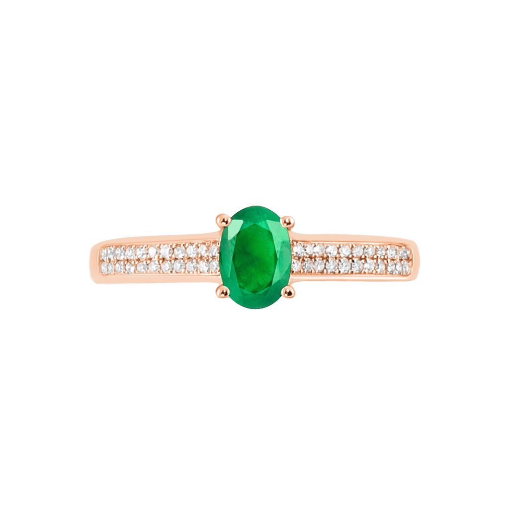 Bague Crista Or Rose Emeraude Et Diamant - Bagues solitaires Femme | Histoire d’Or