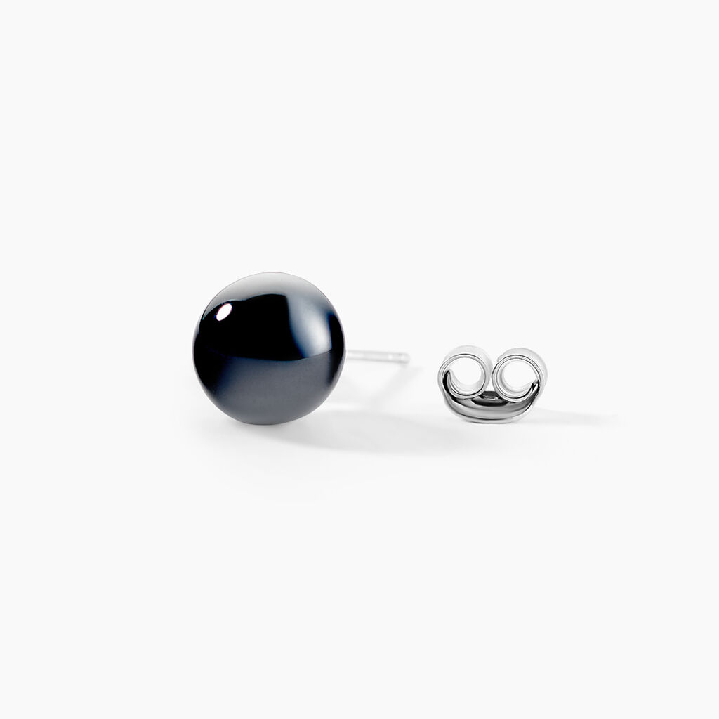 Boucles D'oreilles Puces Orbe Argent Blanc Céramique - Boucles d'oreilles fantaisie Femme | Histoire d’Or
