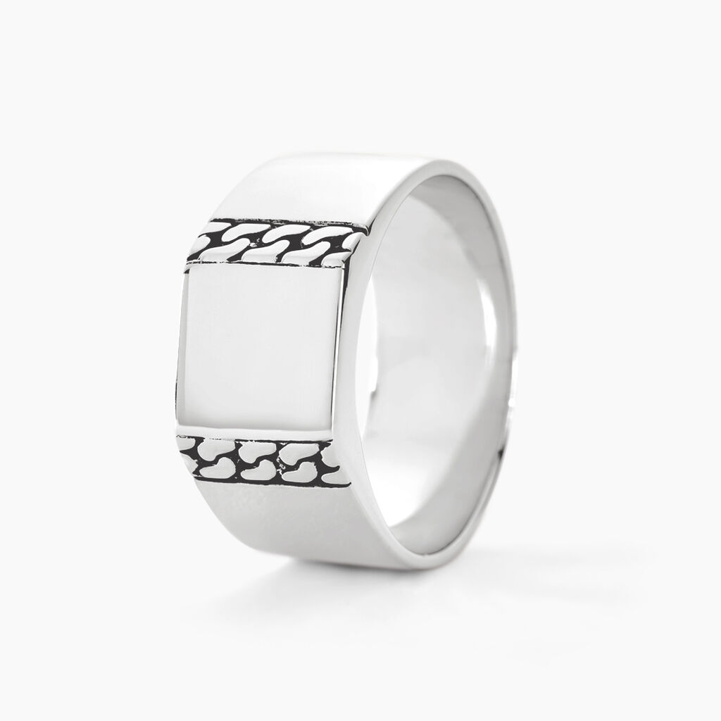 Chevalière Luka Argent Blanc - Chevalières Homme | Histoire d’Or