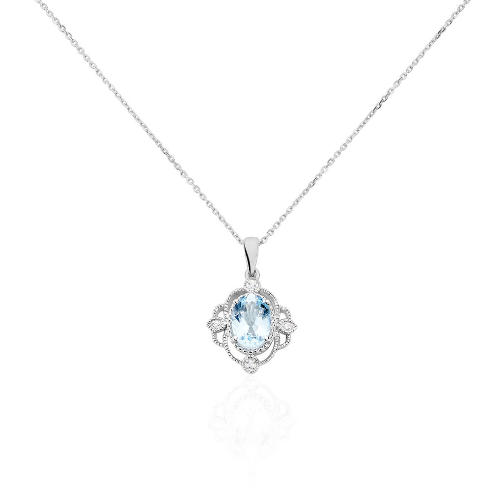 Collier Amance Or Blanc Topaze Et Oxyde De Zirconium