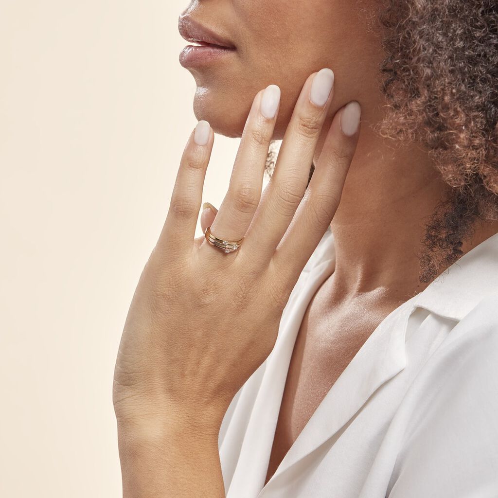Bague Superposition Or Tricolore Diamant - Bagues avec pierre Femme | Histoire d’Or