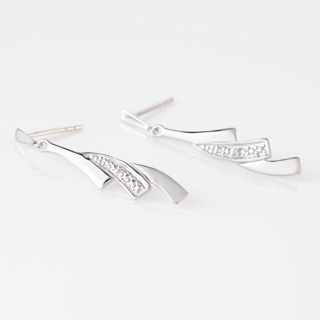 Boucles D'oreilles Pendantes Ainhoa Or Blanc Diamant - Boucles d'oreilles pendantes Femme | Histoire d’Or