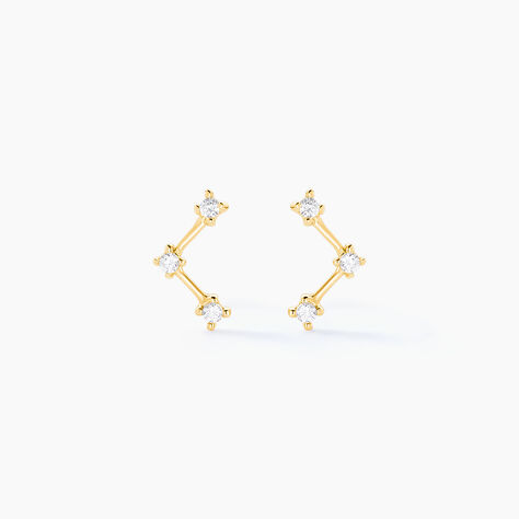 Boucles D'oreilles Puces Sterre Or Jaune Oxyde De Zirconium - Clous d'oreilles Femme | Histoire d&rsquo;Or