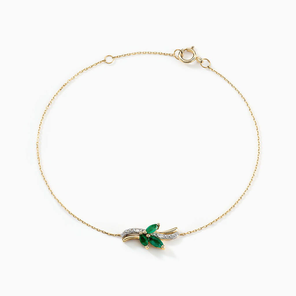 Bracelet Angie Or Jaune Emeraude Diamant - Bracelets Femme | Histoire d&rsquo;Or