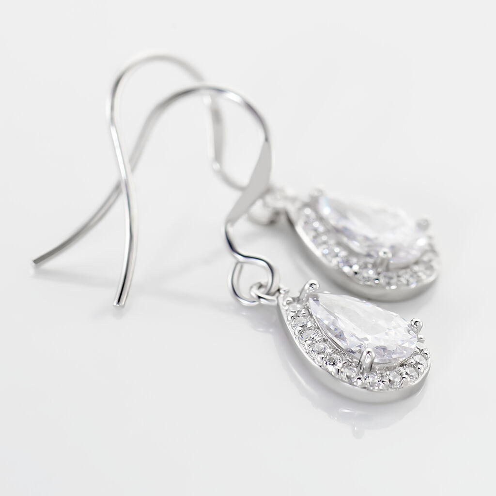 Boucles D'oreilles Pendantes Perce-neige Argent  Oxyde De Zirconium - Boucles d'oreilles fantaisie Femme | Histoire d&rsquo;Or