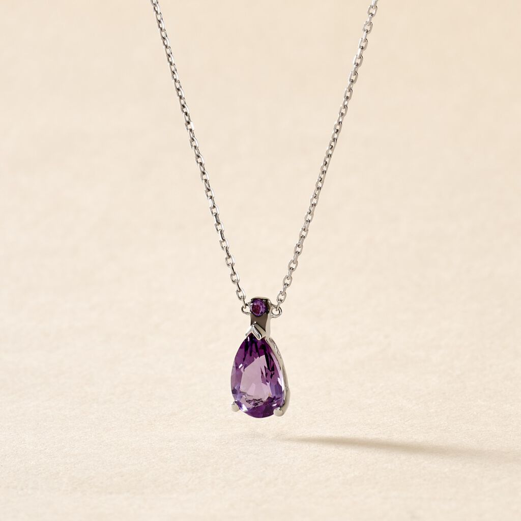 Collier Yrene Or Blanc Amethyste - Colliers Femme | Histoire d’Or