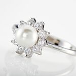 Bague Argent Blanc Cheri Perle De Culture Oxydes De Zirconium - Bagues solitaires Femme | Histoire d&rsquo;Or