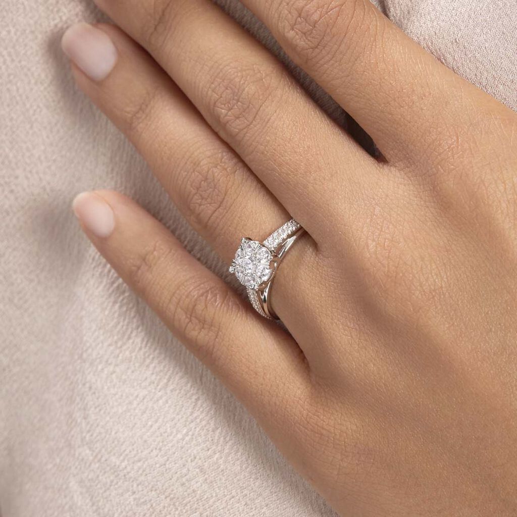 Bague Nazare Or Blanc Oxyde De Zirconium - Bagues avec pierre Femme | Histoire d’Or