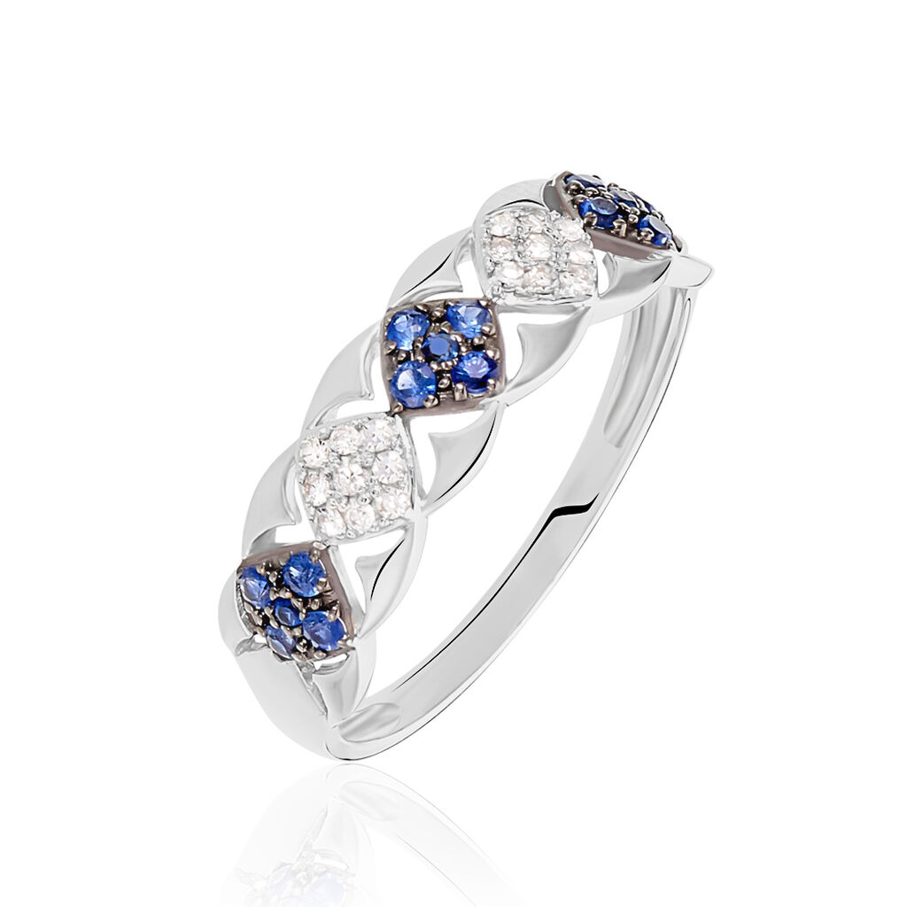 Bague Lina-maria Or Blanc Saphir Et Diamant - Bagues avec pierre Femme | Histoire d’Or