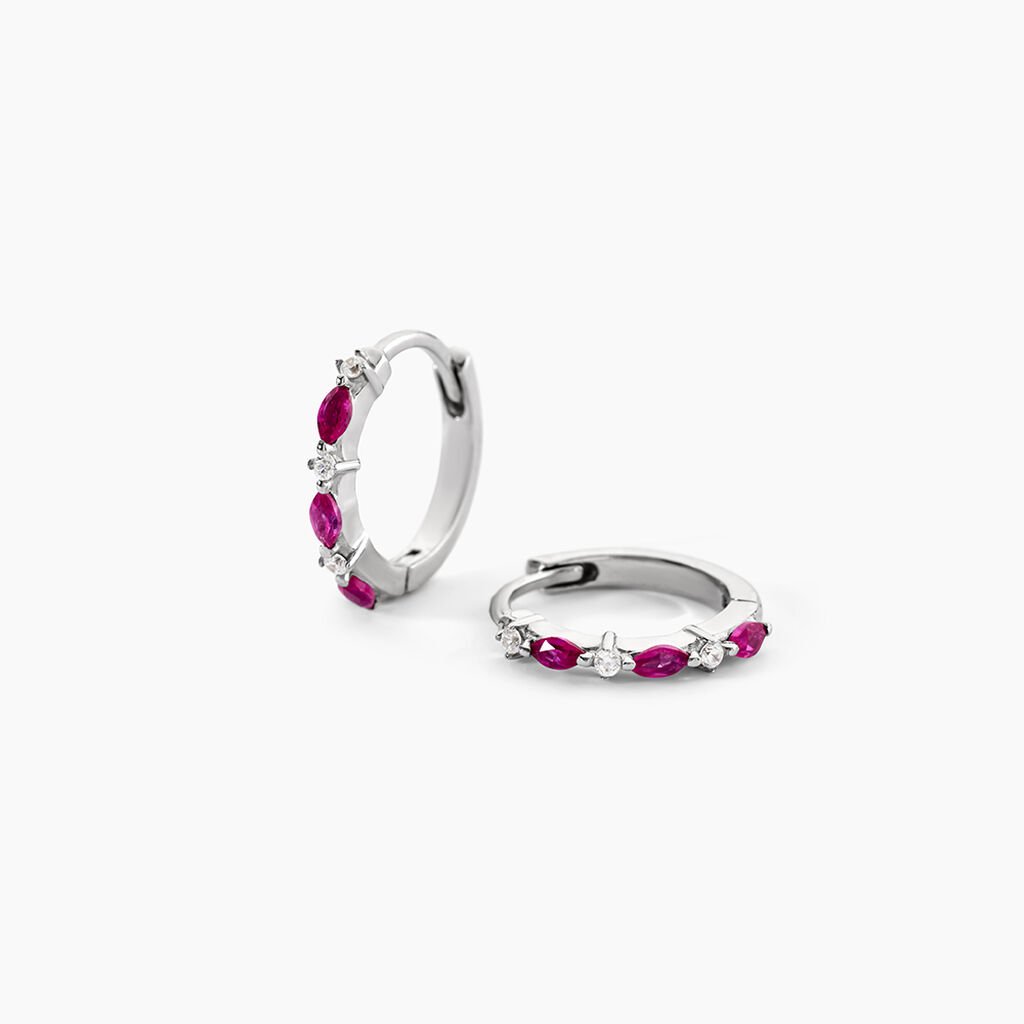 Cr&eacute;oles Summer Burgundy Argent Blanc Oxyde De Zirconium - Boucles d'oreilles cr&eacute;oles Femme | Histoire d&rsquo;Or