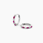 Cr&eacute;oles Summer Burgundy Argent Blanc Oxyde De Zirconium - Boucles d'oreilles cr&eacute;oles Femme | Histoire d&rsquo;Or