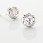 Boucles D'oreilles Puces Eden Serti Pneu Or Blanc Oxyde De Zirconium - Clous d'oreilles Femme | Histoire d&rsquo;Or