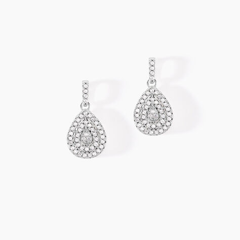 Boucles D'oreilles Pendantes Lysa Argent Blanc Oxyde De Zirconium - Boucles d'oreilles fantaisie Femme | Histoire d&rsquo;Or