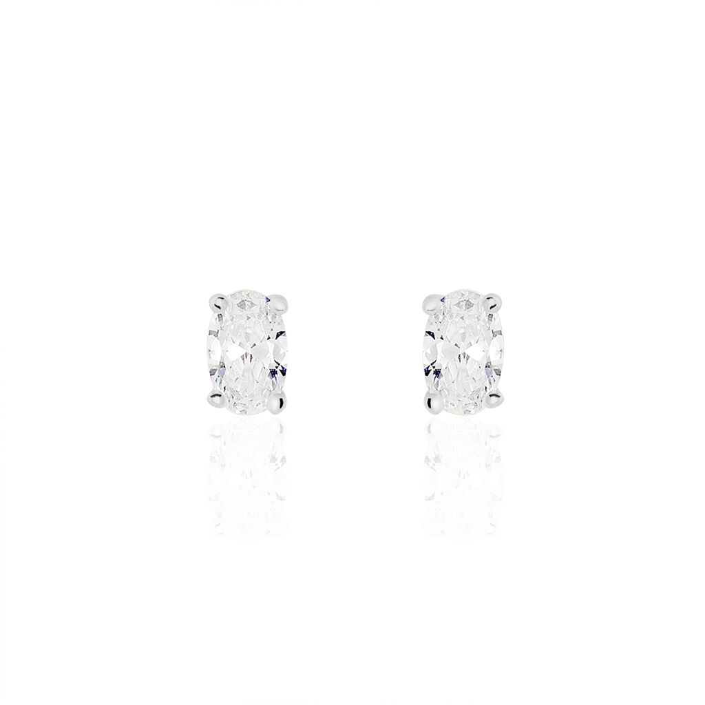 Boucles D'oreilles Puces Mathilda Argent Blanc Oxyde De Zirconium - Boucles d'oreilles fantaisie Femme | Histoire d’Or