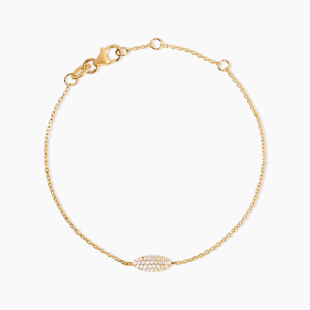 Bracelet Shiny Bold Plaqu&eacute; Or Jaune Oxyde De Zirconium - Bracelets Pierre Femme | Histoire d&rsquo;Or