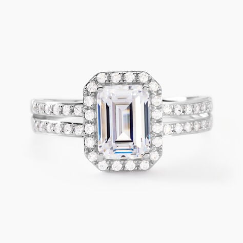 Bague Solitaire Accompagnž Or Blanc Addy Oxyde De Zirconium - Bagues solitaires Femme | Histoire d&rsquo;Or