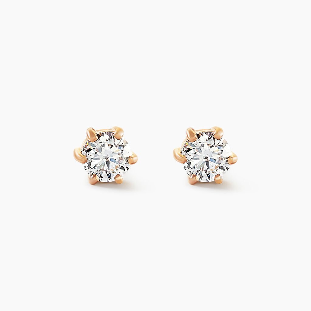 Boucles D'oreilles Puces Yléna Plaqué Or Jaune Oxyde De Zirconium - Boucles d'oreilles fantaisie Femme | Histoire d’Or
