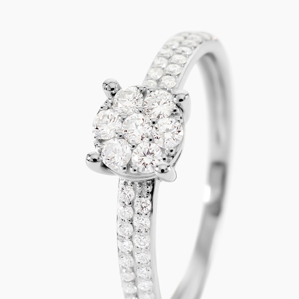 Bague Julia Or Blanc Diamant Synthetique - Bagues solitaires Femme | Histoire d&rsquo;Or