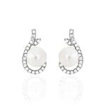 Boucles D'oreilles Puces Cyrana Argent Blanc Perle De Culture Et Oxyde - Boucles d'oreilles fantaisie Femme | Histoire d&rsquo;Or