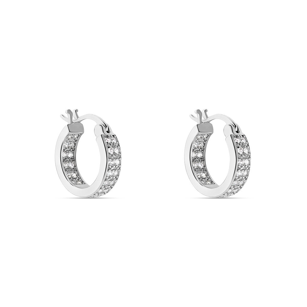Créoles Argent Blanc Menelas Oxydes De Zirconium - Boucles d'oreilles créoles Femme | Histoire d’Or