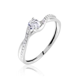 Solitaire Accompagné Laetitianne Or Blanc Diamant Synthétique - Bagues solitaires Femme | Histoire d’Or