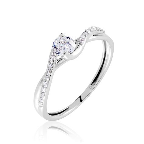 Solitaire Accompagné Laetitianne Or Blanc Diamant Synthétique - Bagues solitaires Femme | Histoire d’Or