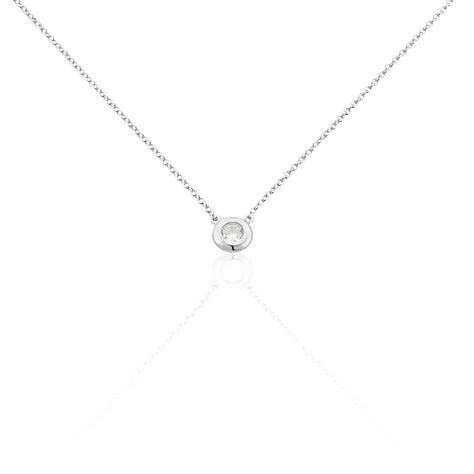 Collier Court Argent Blanc Laureano Oxyde De Zirconium - Ras de cou Femme | Histoire d&rsquo;Or