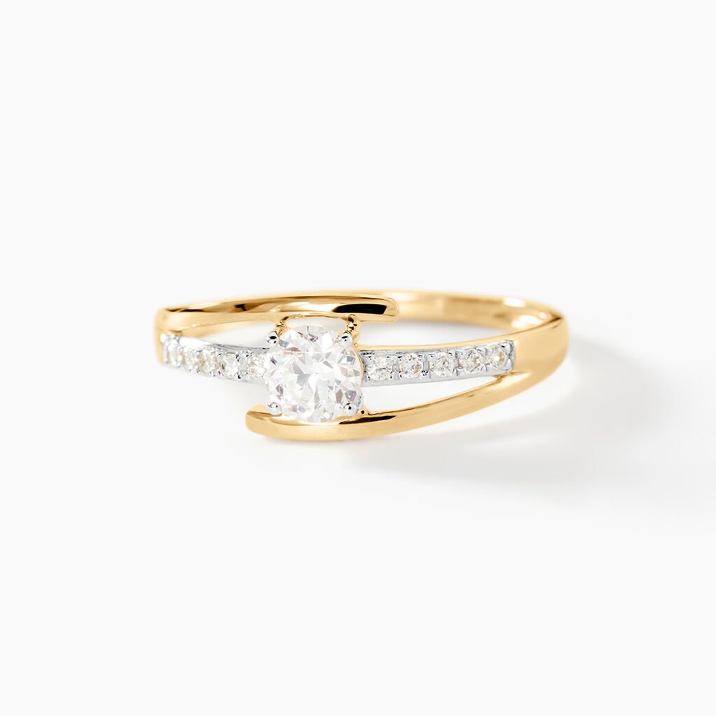 Bague Or Jaune Daegan Oxydes De Zirconium - Bagues solitaires Femme | Histoire d&rsquo;Or