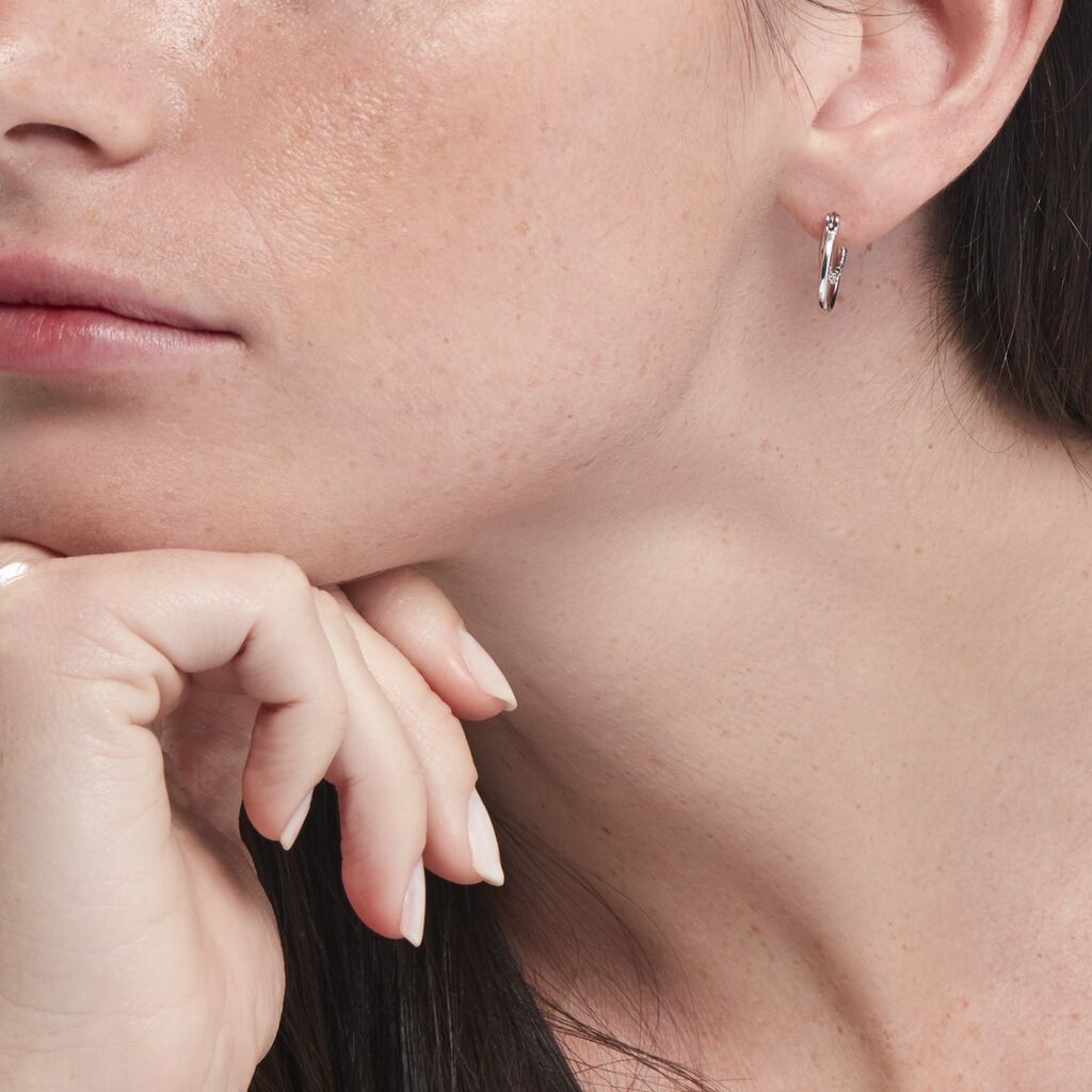 Créoles Argent Blanc Linnette Oxydes De Zirconium - Boucles d'oreilles créoles Femme | Histoire d’Or