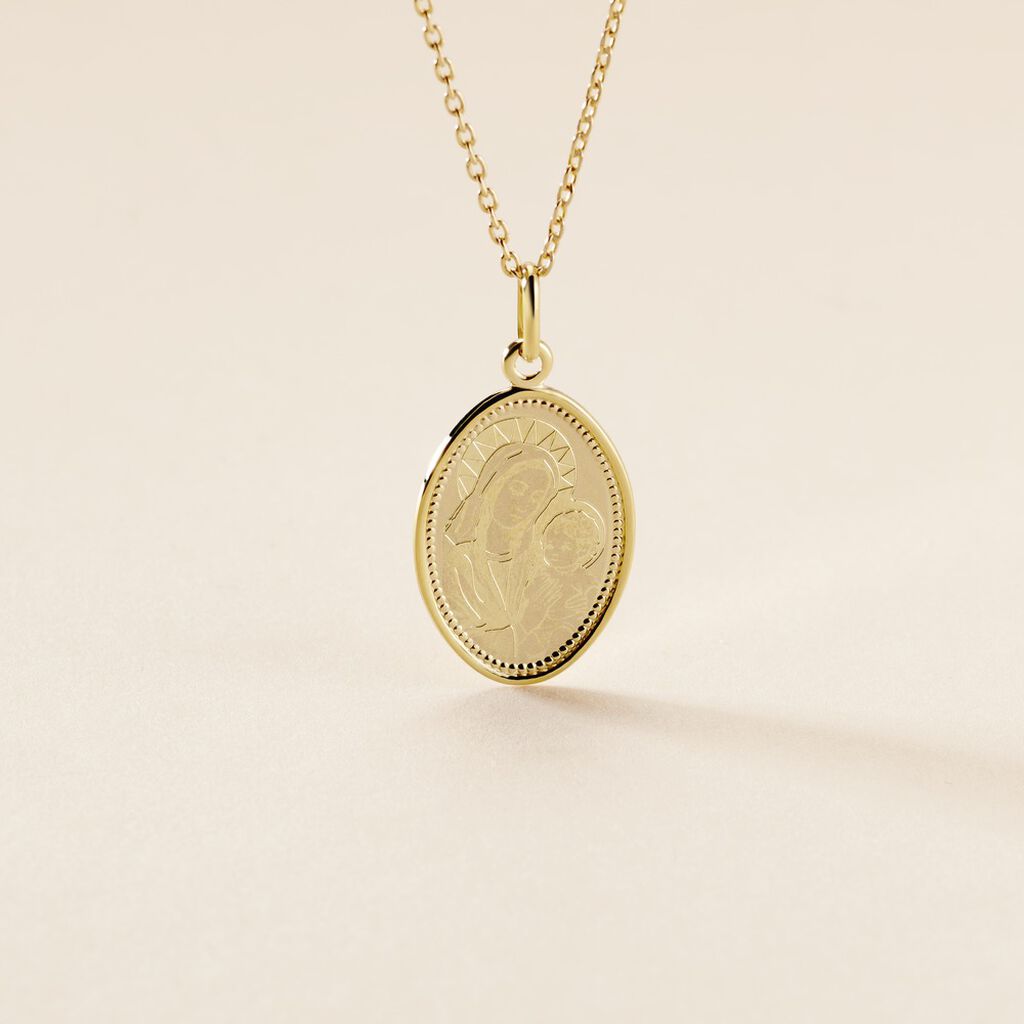 Pendentif Or Jaune Vierge A L'enfant - Pendentifs Baptême Unisex | Histoire d’Or