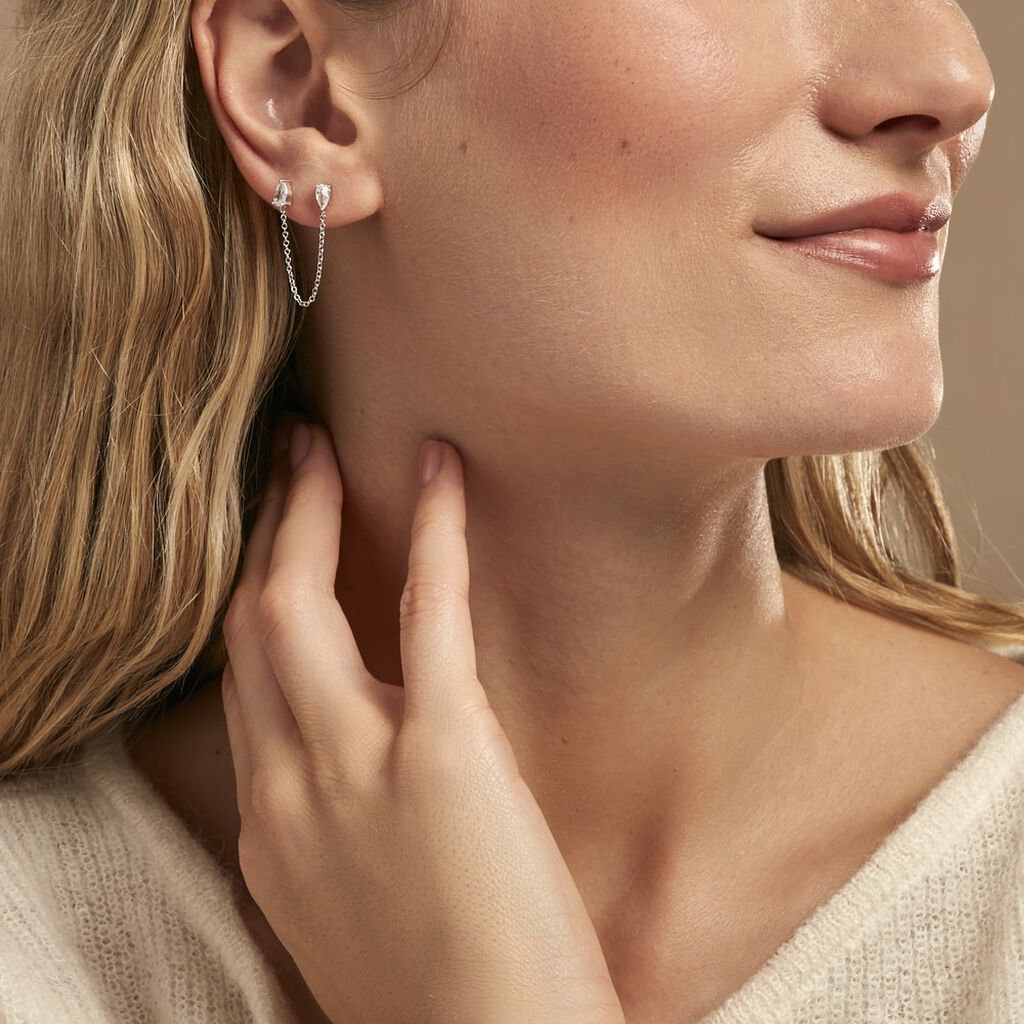 Bijou D'oreille Unitaire Kirstie Argent Blanc Oxyde De Zirconium - Boucles d'oreilles fantaisie Femme | Histoire d’Or