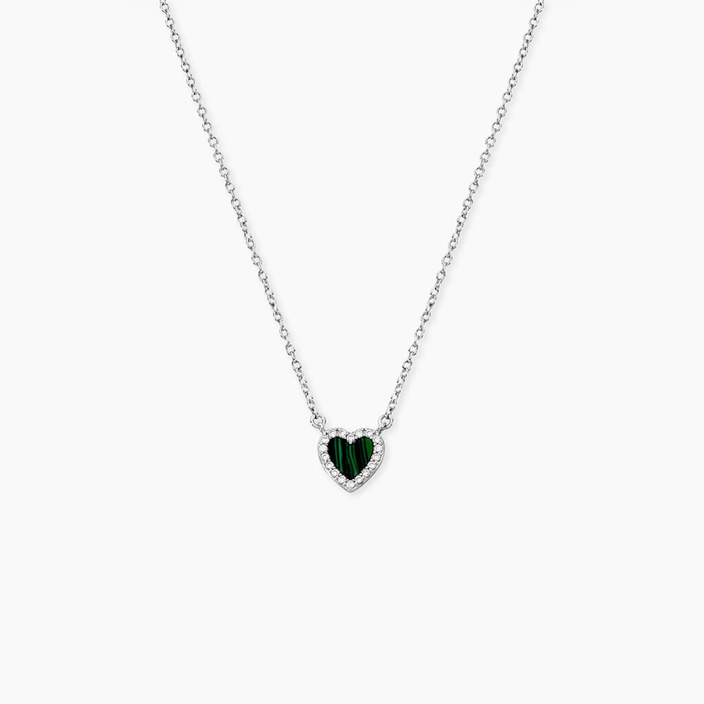 Collier Lovia Argent Blanc Malachite Oxyde De Zirconium - Colliers fantaisie Femme | Histoire d&rsquo;Or