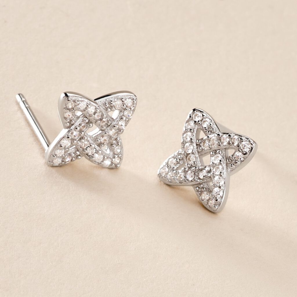 Boucles D'oreilles Puces Pleiades Argent Blanc Oxyde De Zirconium - Boucles d'oreilles fantaisie Femme | Histoire d’Or