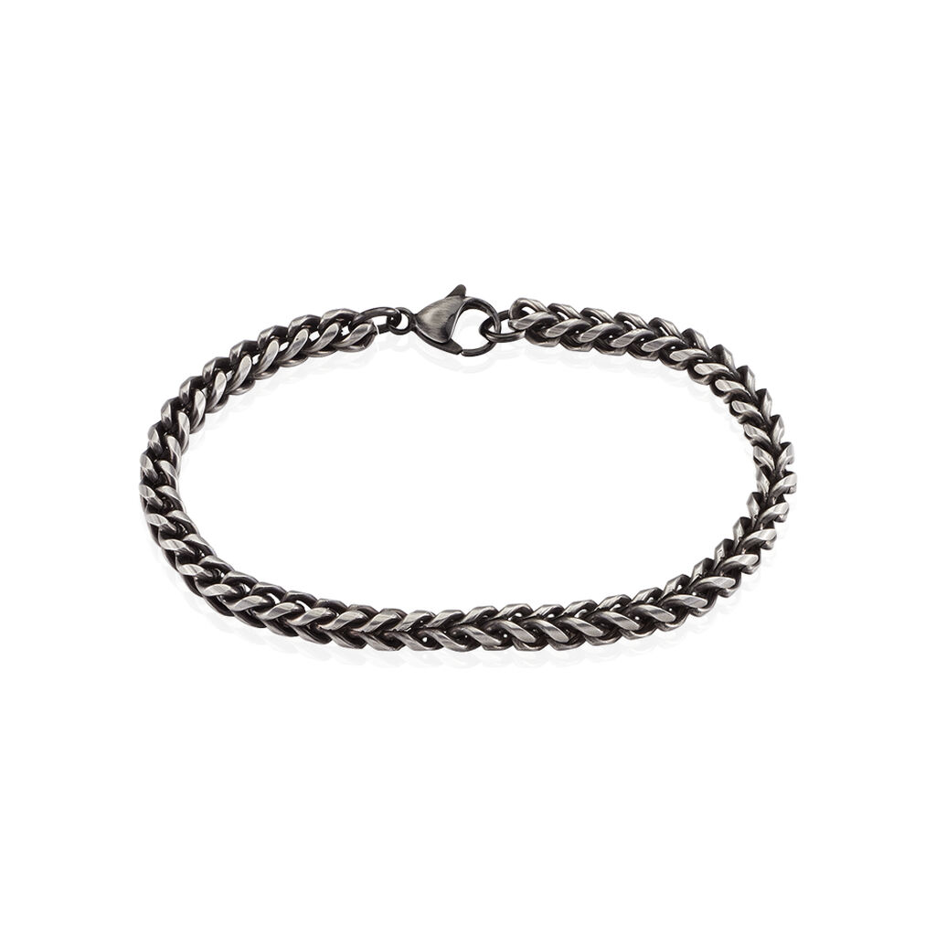 Bracelet Jasone Maille Franco Acier Gris - Bracelets fantaisie Homme | Histoire d’Or