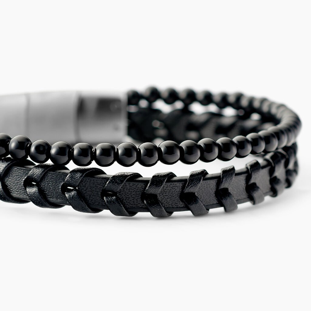 Bracelet Jourdan Cuir De Vache Noir Onyx - Bracelets Homme | Histoire d&rsquo;Or