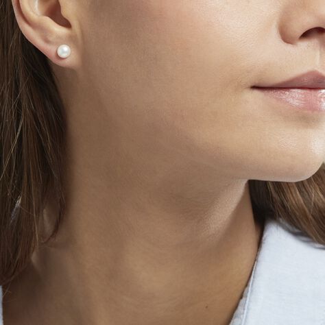 Boucles D'oreilles Puces Kesya Nacres Bouton Or Jaune Perle De Culture - Clous d'oreilles Femme | Histoire d’Or