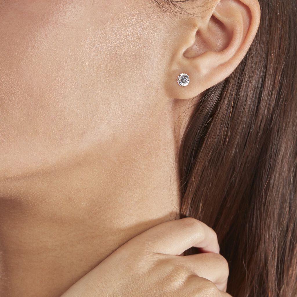 Boucles D'oreilles Puces Or Jaune Katherina Oxyde De Zirconium - Clous d'oreilles Femme | Histoire d’Or
