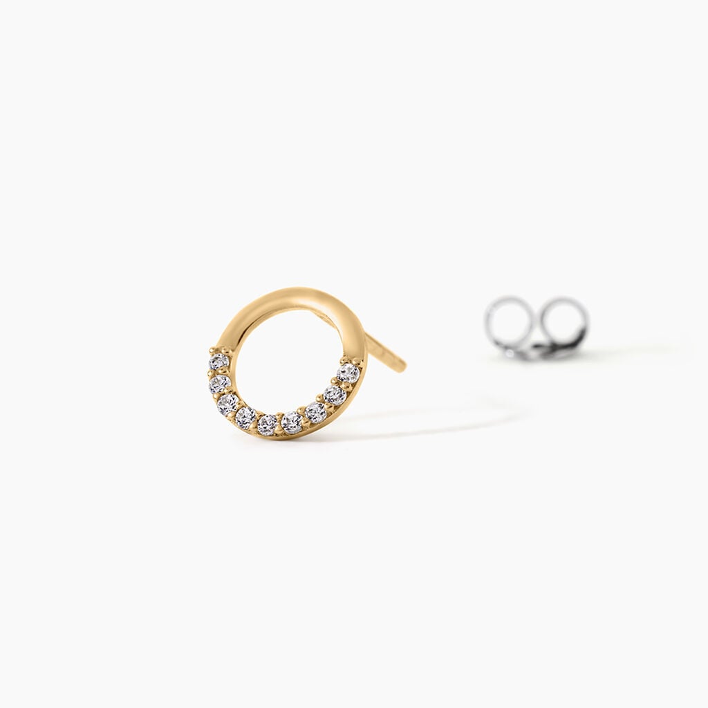 Boucles D'Oreilles Puces Rimya Argent Dor&eacute; A L'Or 750/1000 Oxyde De Zirconium - Boucles d'oreilles fantaisie Enfant | Histoire d&rsquo;Or