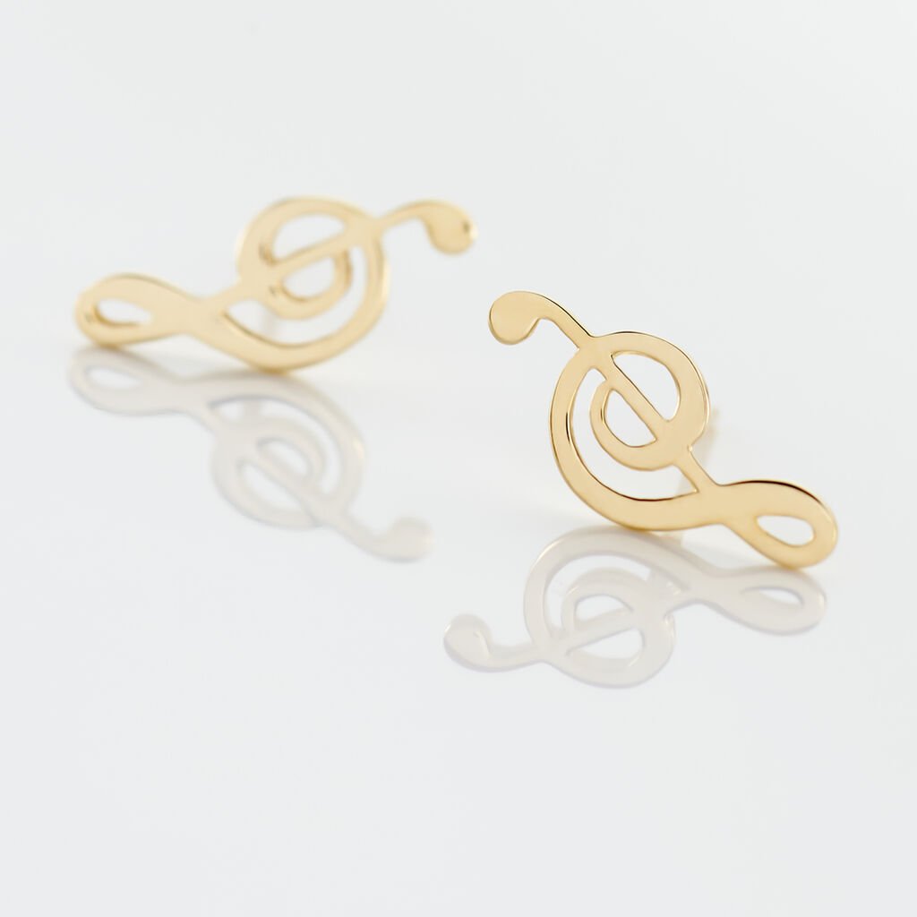 Boucles D'oreilles Puces Bayram Musique Or Jaune - Clous d'oreilles Femme | Histoire d’Or