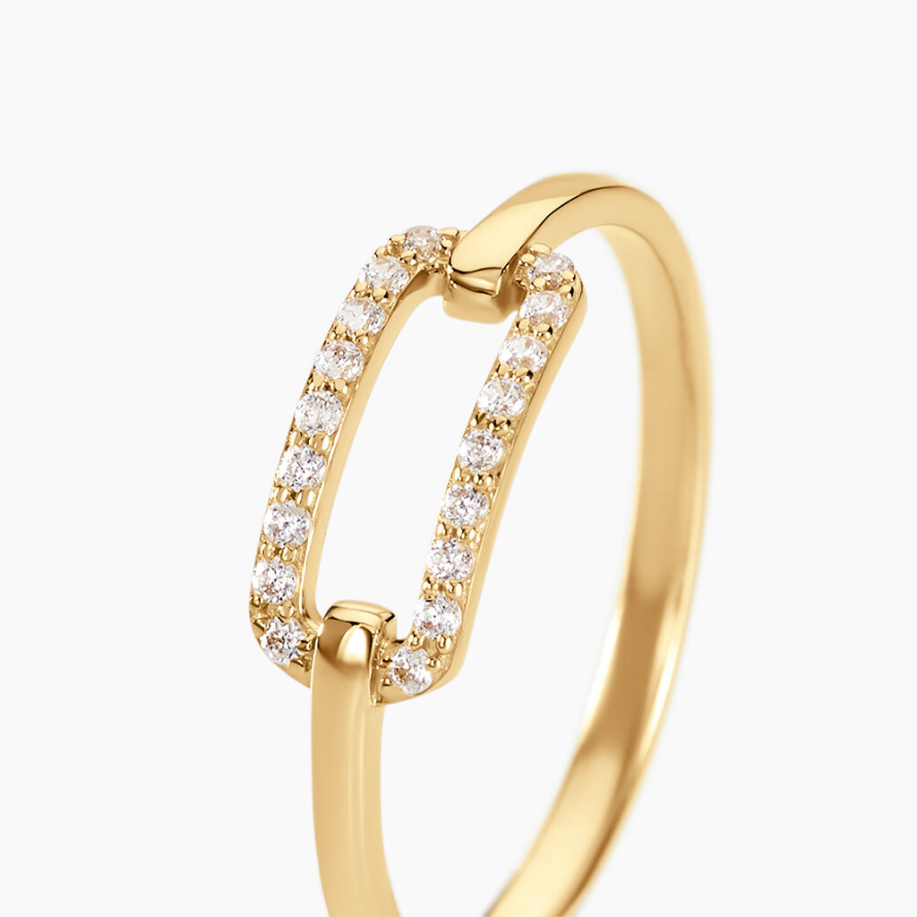 Bague Graphic Lines Or Jaune Oxyde De Zirconium - Bagues avec pierre Femme | Histoire d’Or