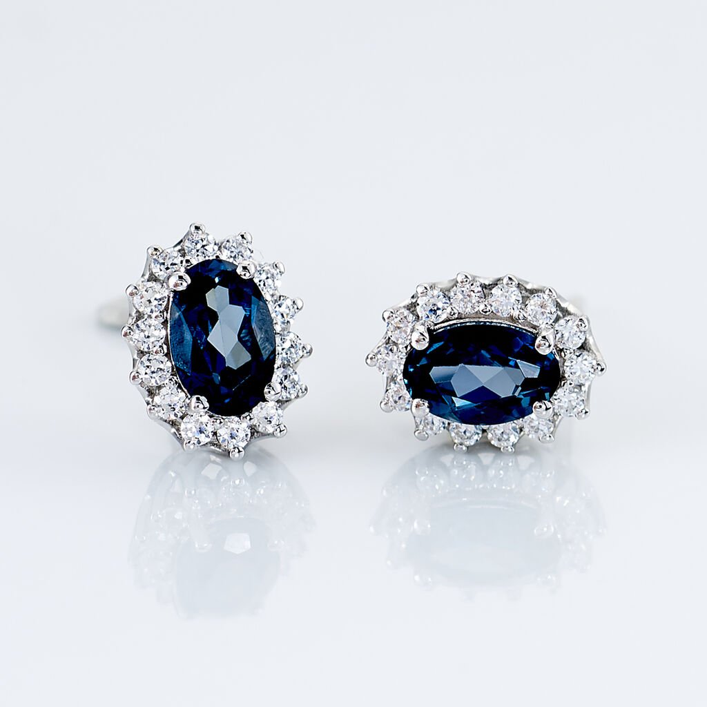 Boucles D'oreilles Or Blanc Quintilla Topazes London Blue Et Oxydes - Boucles d'oreilles pendantes Femme | Histoire d’Or