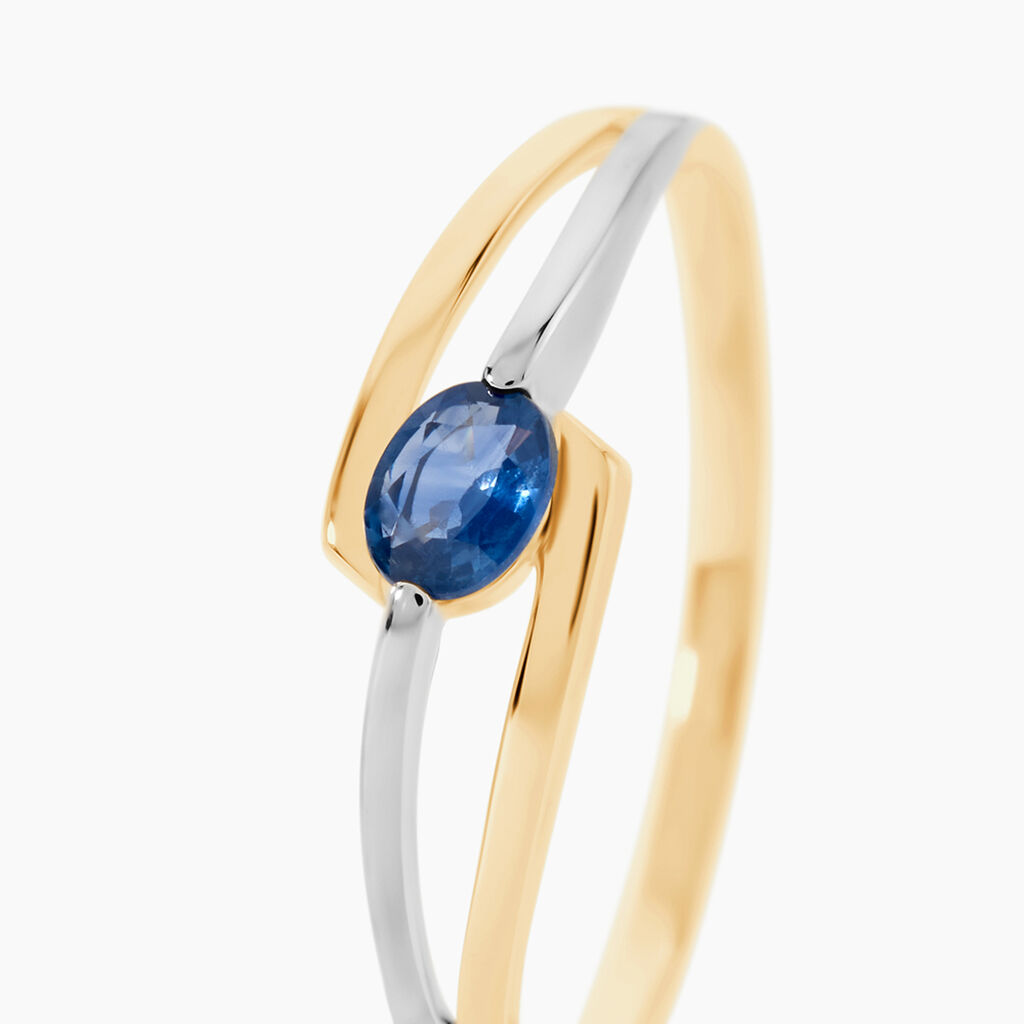 Bague Sylvene Or Bicolore Saphir - Bagues solitaires Femme | Histoire d&rsquo;Or