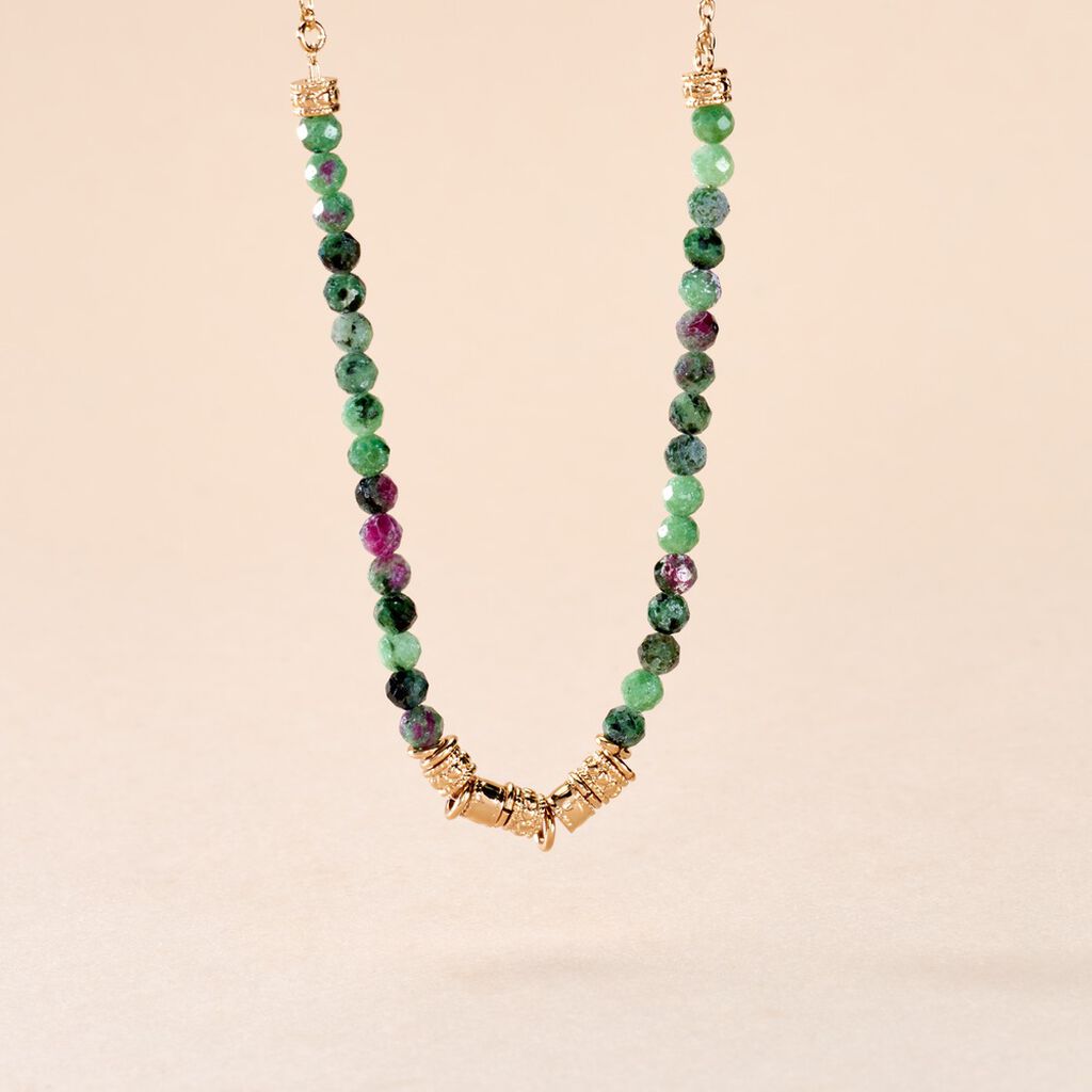 Collier Manua Plaqué Or Jaune Pierre D'imitation - Colliers Femme | Histoire d’Or