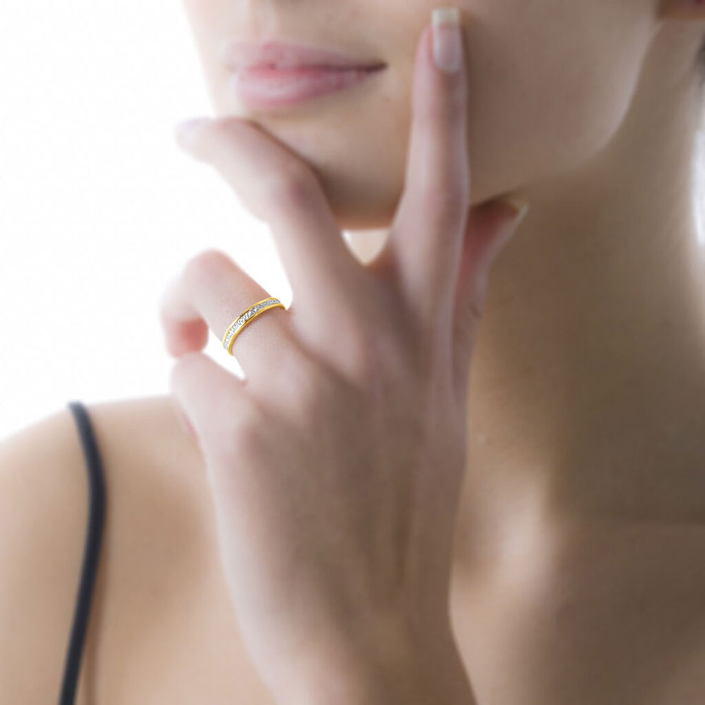 Alliance Laura Diamantee Ruban Plat Or Bicolore - Alliances Famille | Histoire d’Or