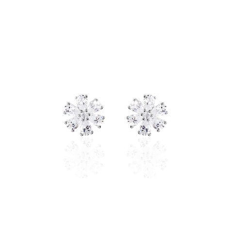 Boucles D'oreilles Puces Maelane Or Blanc Oxyde De Zirconium - Clous d'oreilles Femme | Histoire d’Or
