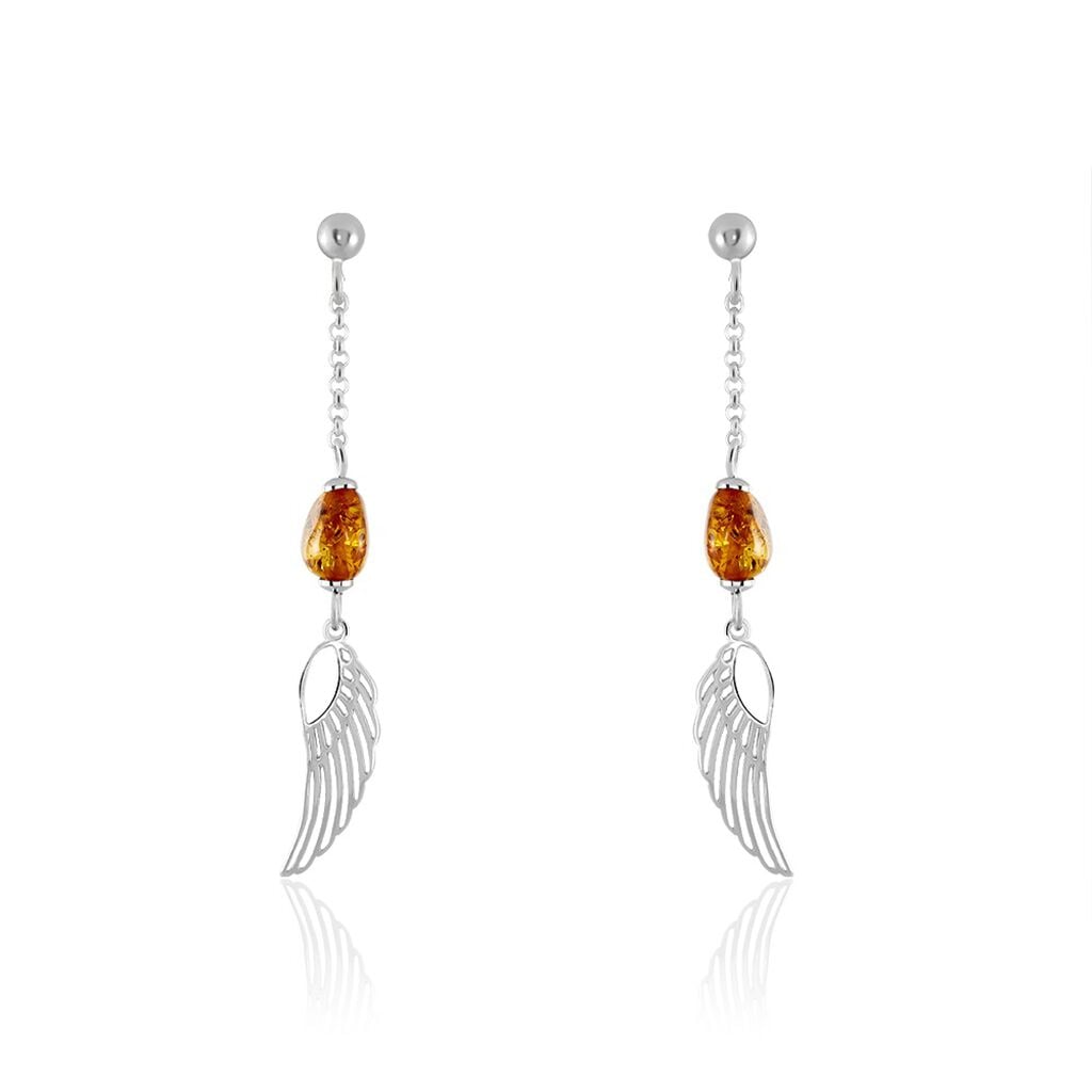 Boucles D'oreilles Argent Blanc Aglaee Ambre - Boucles d'oreilles fantaisie Femme | Histoire d&rsquo;Or
