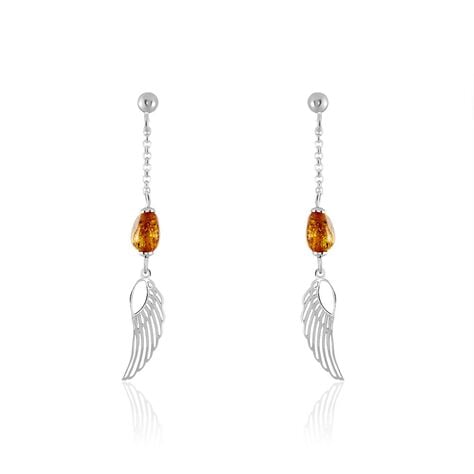 Boucles D'oreilles Argent Blanc Aglaee Ambre - Boucles d'oreilles fantaisie Femme | Histoire d&rsquo;Or