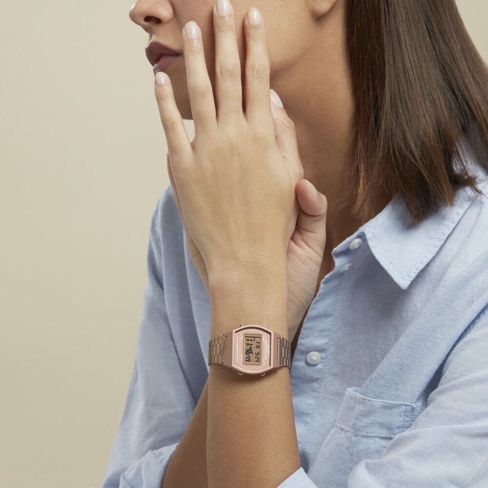 montre femme acier rose